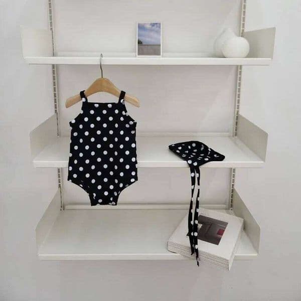2024 New Baby Kid's One-piece Swimwear With Hat Toddler Girl's Dot Floral Suspenders Swimming Suit Summer Beach Wear 26Y0210