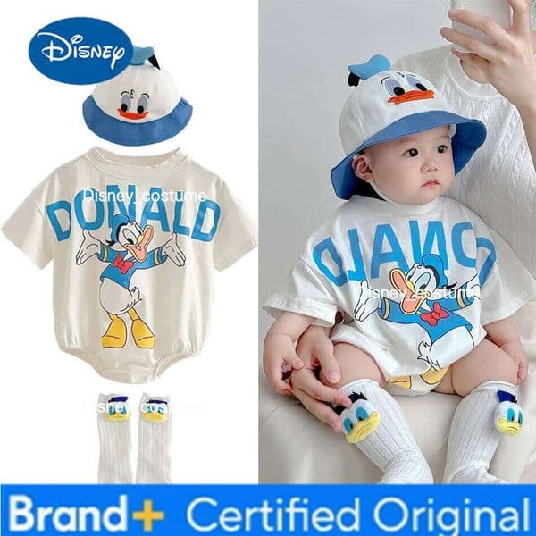 Disney Summer Mickey Mouse Print Short Sleeve Climbing Suit Baby Soft Cotton Onesie Infants Cute Cartoon Clothing Casual Outing Clothes H260210
