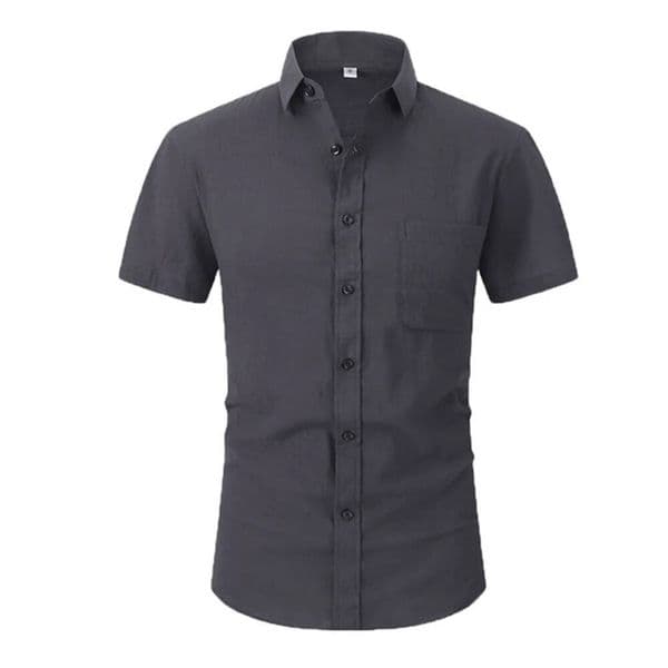 Bestseller Cotton Line Hot Sale Men's Short-Sleeved Shirts Summer Solid Color Turn-down collar Casual Beach Style Plus Size ddmytues