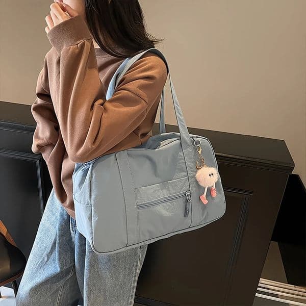 Large Capacity Nylon Bag Womens Fashion Casual OneShoulder Travel Luggage College Commuter Tote 260208BJ
