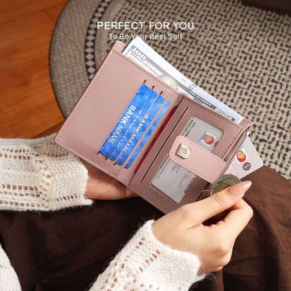 New Ultra Fiber Material Women Wallet Lightweight Multi Card Slot Large Capacity Buckle Zipper Double Closure Card Holder wallet purse Card Holder 12.5cm*9cm