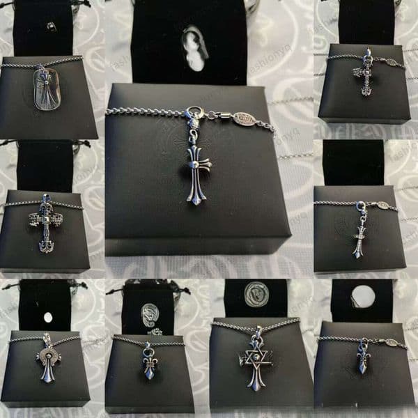 Luxury Jewelry Croix Cross Necklace Designer Trendy High-end Thai Silver 925 Non-fading Cross Flower Inlaid Diamond Pendant Sweater Chain Designer Jewelry