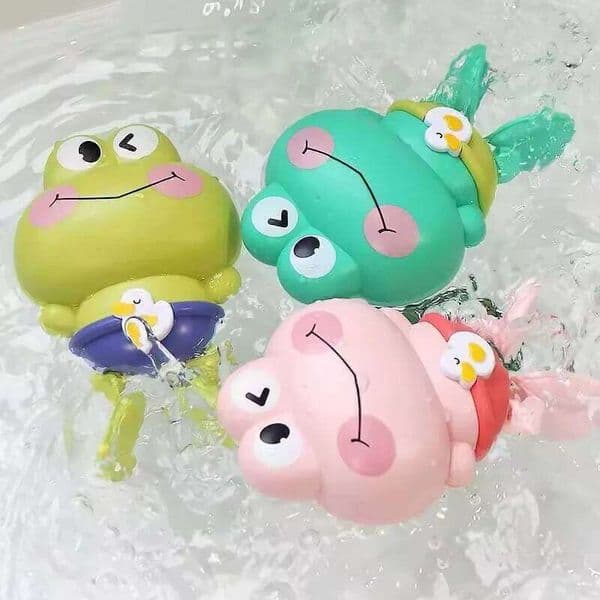 Wind-Up Swimming Frog Bath Toys Toddlers, No Battery Mold-Free ABS Montessori Water Toy for Kids 26W0210