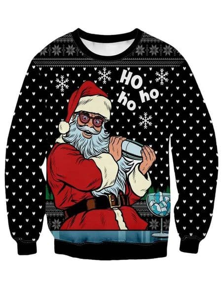 Bestseller Funny Santa Claus Print Fashion Sports Sweaters Men's Casual Round Neck Pullover Hoodie Ugly Cugly Christmas Sweater Women Tops ddmytues