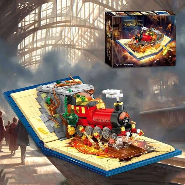 2026 New Train Building Blocks Hogwarts MOC Magic World Station Book 3D Model Architecture Mini Bricks Toy For Kid Gift 26H0209