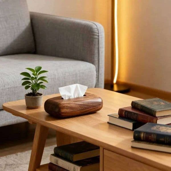 Pebble style Style Walnut Wood Desktop Tissue Case Office Bedside Table Decoration Storage Box Kitchens Accessories 26H0210