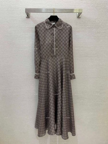 Top Collar women dress Summer lady dresses women designer clothes color-block trim long sleeve skirt A034X01N042