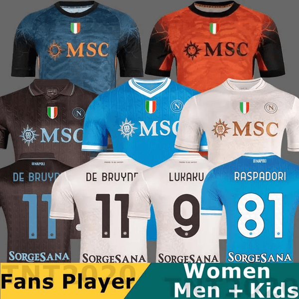 LUKAKU DE BRUYNE Napoli soccer jerseys Maglia LANG LUCCA Naples BEUKEMA NERES Football Shirts McTOMINAY Napoli jersey top kit men kids Training ShirtS