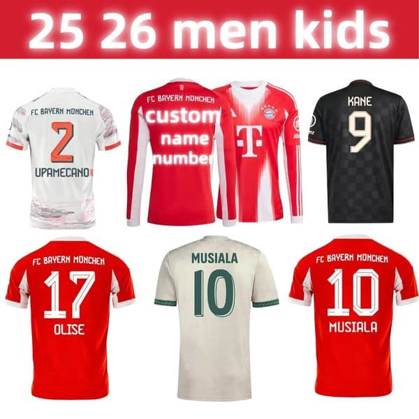 bayern 2025 2026 2027 football shirts KANE MUSIALA OLISE soccer jerseys PAULOUIC LUIS DIAZ DAVIES MULLER KIMMICH long sleeve 25 26 27 football shirts Men Kids kit