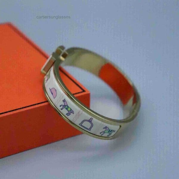 womens Designer bracelets for woman luxurious Bangle jewelry H Brand enamel patterned bracelet fashion trendy light wristband Size 17 - 19