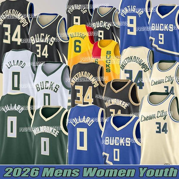 Milwaukee Basketball Jerseys Buckss Jersey #34 Giannis Antetokounmpo Damian Lillard Bobby Portis Khris Middleton 2026 city Basketball Jerseys