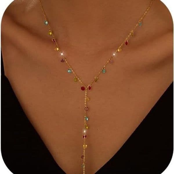 Colorful Dopamine Butterfly Tassel Necklace, Fashionable Versatile Spliced Design Collarbone Chain, Fresh and Unique Summer Accessory