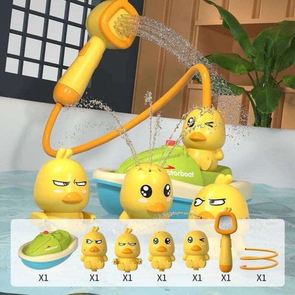 Baby Bathroom Little Yellow Duck Flower Shower Divine Device Spray Water Playing Toy 26W0210
