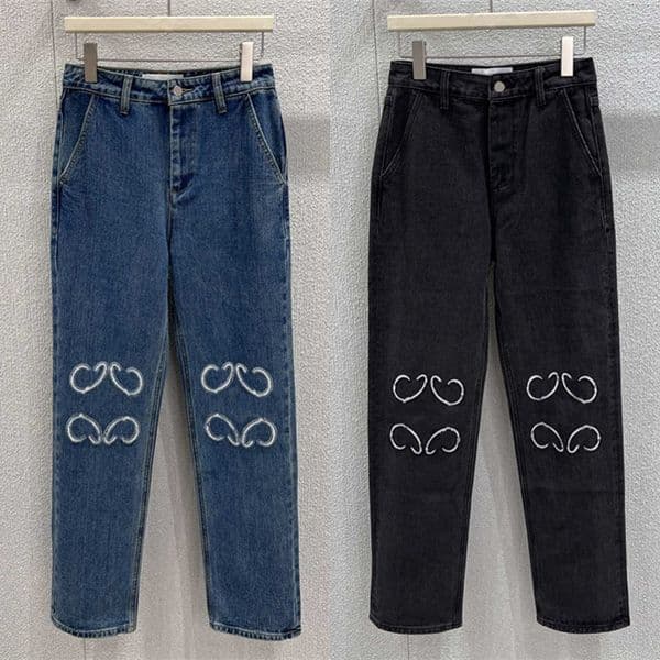 Luxury Classic Women Jeans Designer Ripped Knee Denim Pants Daily Leisure Versatile High Waist Jean Trousers