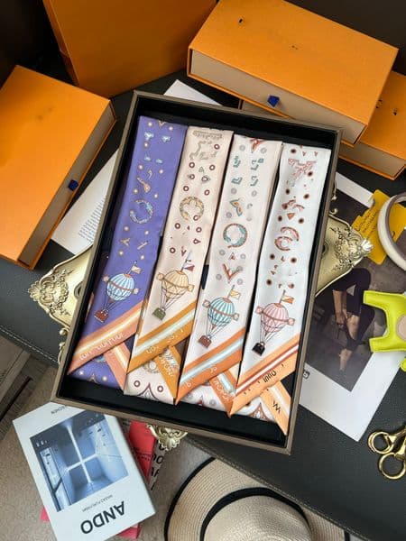 120*5cm M97212M94908 luxury Designer twill silk scarf hair Tie Ribbon 18 Momme Double-sided diagonal wrist strap wrap narrow silk scarf tie Women's hair band