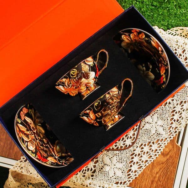 European Style National Trend Bone China Vintage Coffee And Saucer Set Ceramic Cup Exquisite Light Luxury Gift Box B2