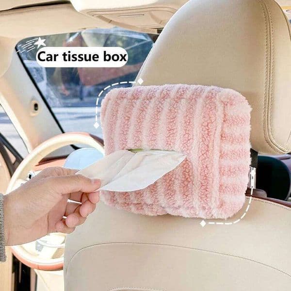 NEW Car cute plush striped paper multifunction DIY car hanging tissue box 26H0210