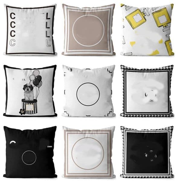 2026 Designer Throw Black And White Letter Home cologne Cover Sofa Decoration Pure Cotton Comfortable Cushion perfume 45 * 45Cm Pillow Core Detachable Free Ship