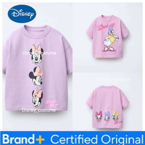 Disney 2025 Summer New Children's Top Clothing Cartoon Printed Fashion Round Neck Short Sleeve Boys' And Girls' T-shirt H260210