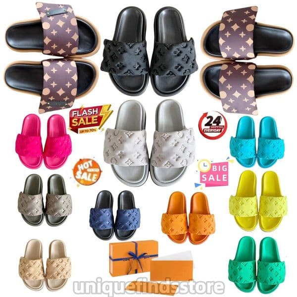 slippers sandals designer slides women Vintage Sandal Sunny Beach Slide Top Quality Platform Summer Men Slipper Women Flat Shoe Mule Couples Pillow Size 35-45