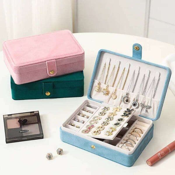 Velvet Box Organizer Jewelry Display Button PU Portable Earring Necklace Ring Travel Exquisite Large Capacity Packaging 26H0209