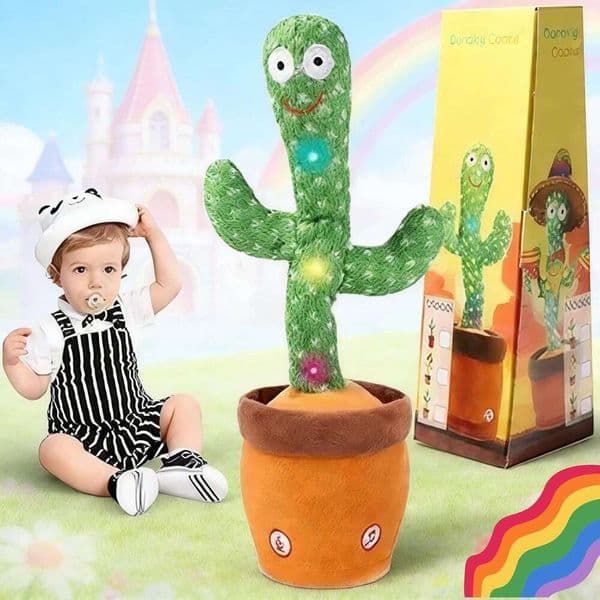 LLUKEME Talking Babies 6+ Months Toddlers - Dancing Singing Repeating Cactus Toy with 10 Songs & Lights, Interactive Plush Gift Age 1 2 3 4 5 6, Easter Gifts