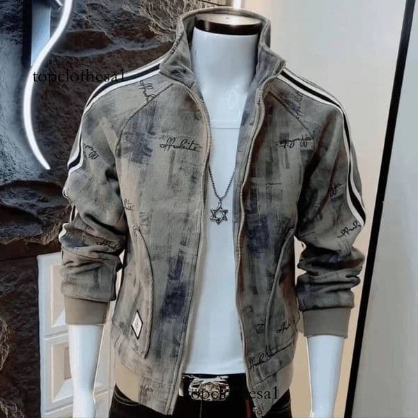 Fashionable Brand for Men's New Retro Pattern Casual Long-sleeved Jacket Niche Handsome