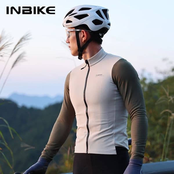 INBIKE Mens Cycling Jersey Slim Fit Winter Long Sleeve Fleece Thermal Bike Clothing Full Zip Biking Bicycle Shirt Cold Weather 260206