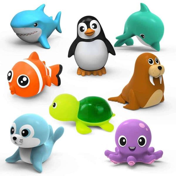 8pcs Mold-Resistant Sea Animal Bathtub Shower Toys Bathing Water Play Clockwork Toy for Kids Birthday Gifts 26W0210