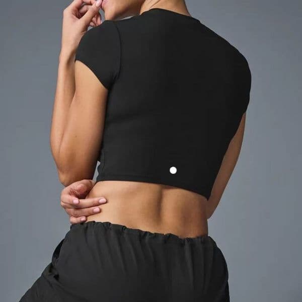 Womens Yoga Shirt Crop Tops Cew Neck Fintness Short Sleeve T Shirt Skinfriendly Workout Breathble Cotton Top Women