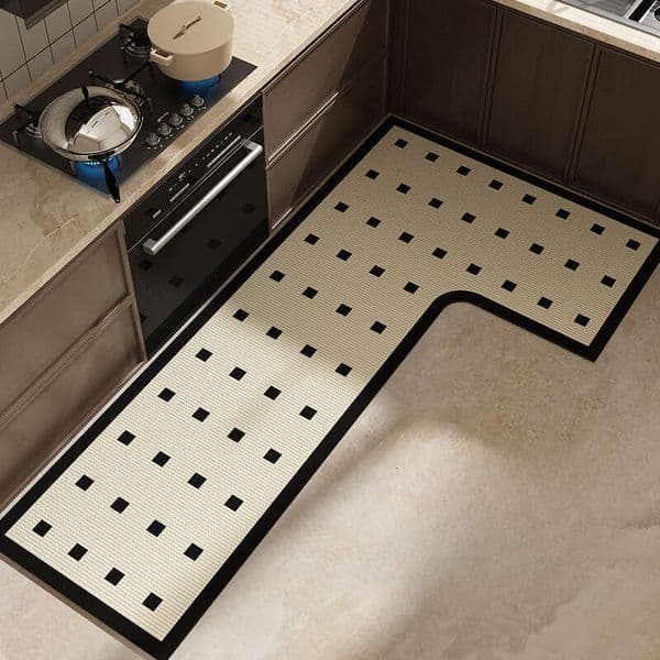 L-Shaped Kitchen Non-Slip Wipeable Wash-Free Diatomaceous Earth Mat Water-Absorbent Dirt-Resistant Corner Carpet B2