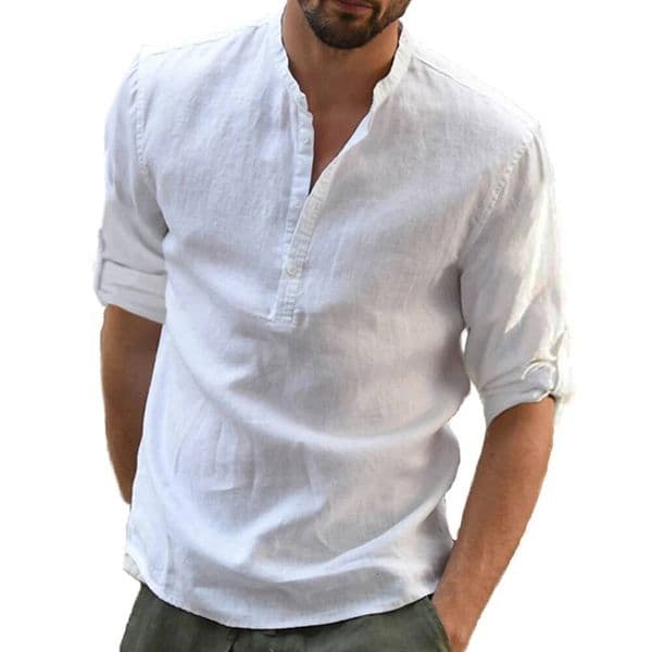 Bestseller KB New Men's Blouse Cotton Linen Loose Tops Long Sleeve Tee Shirt Spring Autumn Casual Handsome Men Shirts ddmytues