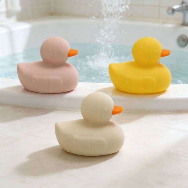 EIBYCIDY Toys Cute Duck Shape Kids Baby Silicone Bath BPA Free Toddlers Fun Bathroom Floating Water Toy Babies Gifts 26W0210