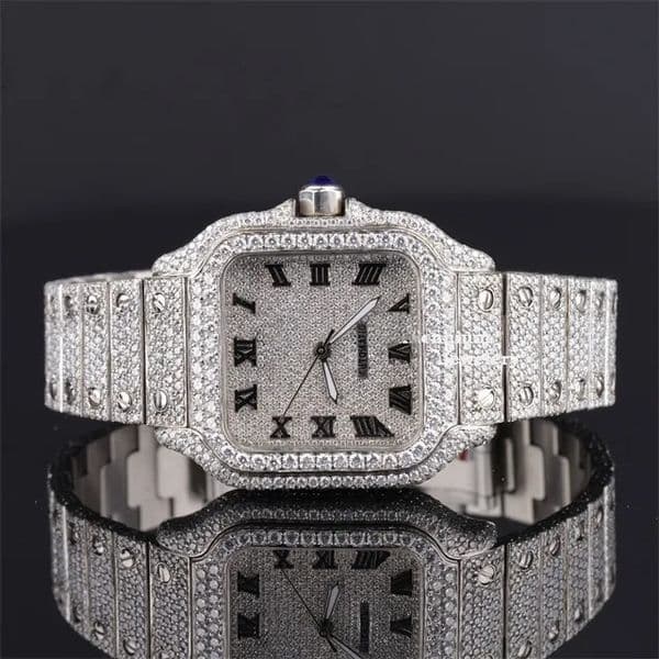 Luxurious Fashionable Whole Body Moissanite Watch For Men fashion Hip Hop Pass Test Dia Montre Automatic Party Gift