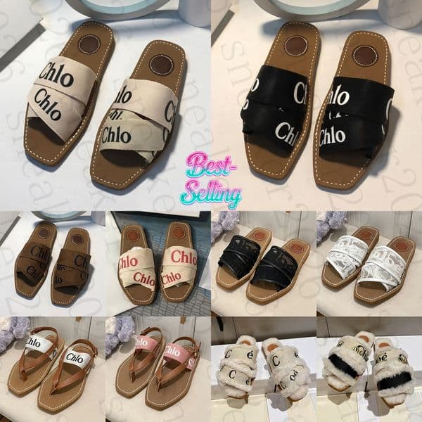 Free Shipping Designer woody flat mules canvas sandals sandale Shoes slides sandal slippers mens womens luxury pantoufle sandalen sandalias sandles original