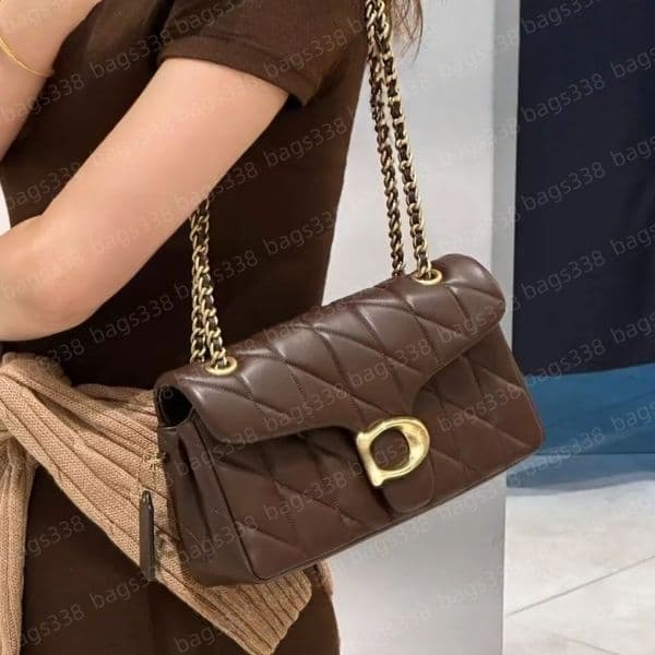 Fashion designer bag quilted leather 10A high quality lady tabby fashion chain shoulder baguette women classic square peplum handbag crossbody envelope luxury