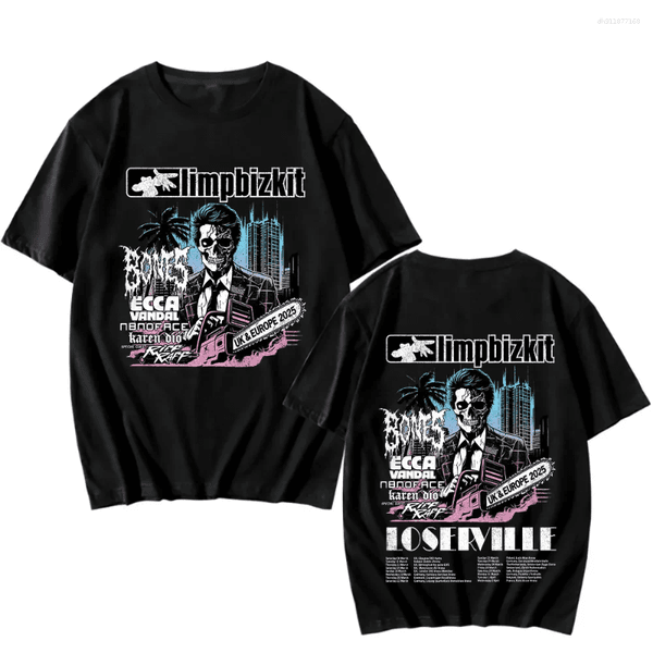 Men's T Shirts Limp Bizkit UK And Europe Tour 2026 T-shirt Rap Vintage Cotton Tees Enjoy First Tshirts Unisex Fashion Crewneck Clothes
