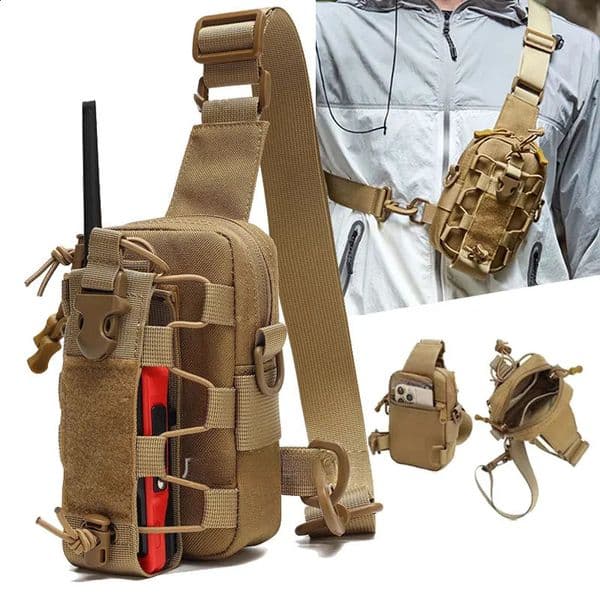 Tactical Sling Front Chest Bag Outdoor Water Bottle Pouch Hiking Trekking Phone Crossbody Climbing Shoulder Backpack Fanny Pack 260206