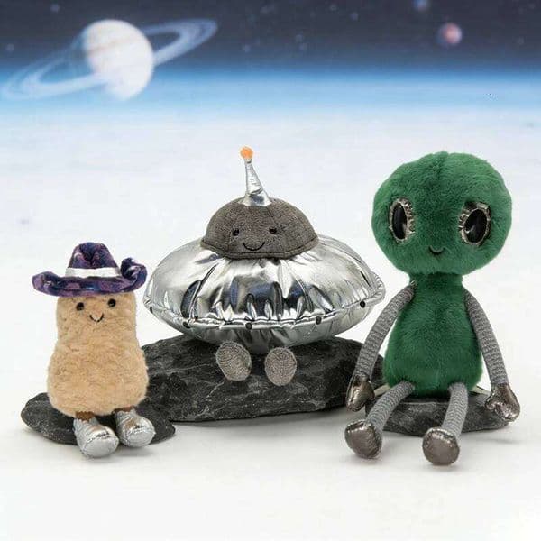 Fun House Space Series: Alien UFO Ornament, Starry Sky Cowboy Hat Peanut Ornament Plush Toy - Birthday Gift 26M0210