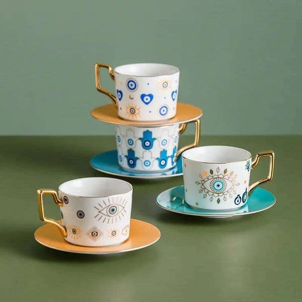 Blue Eye Ceramic European Fashion Coffee Dish Set Home Afternoon Tea Cup tea cups and saucer sets coffee cup 26W0211
