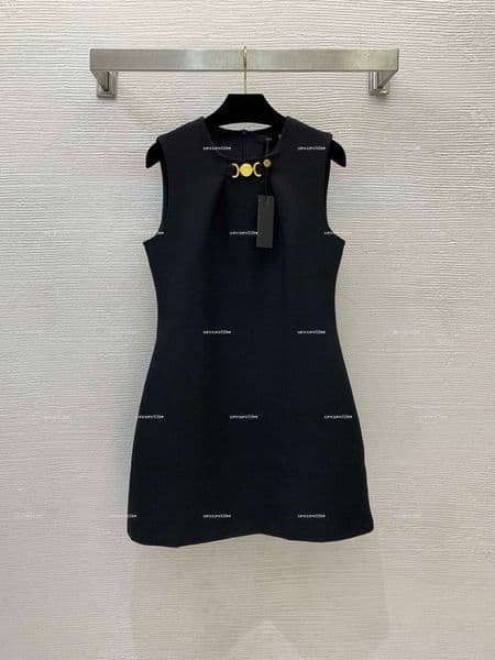 Luxury Crew neck women dress Summer lady dresses women designer clothes Simple fitted sleeveless skirtA1156X01N073