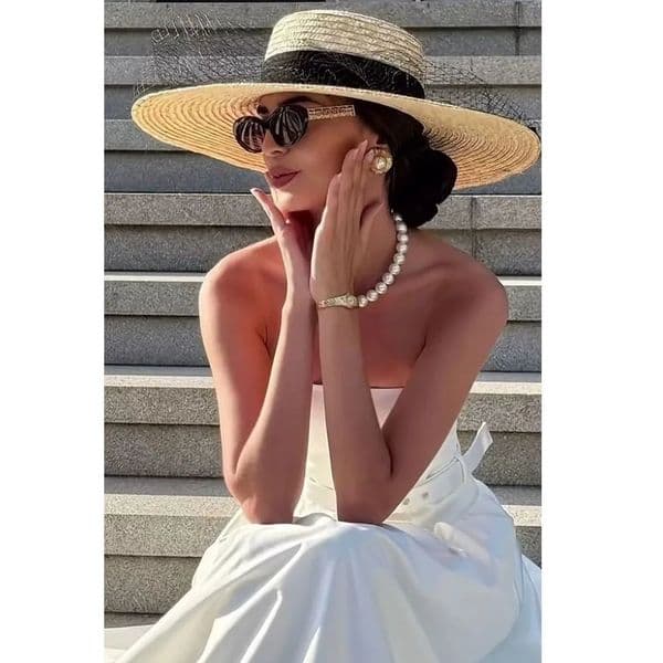women spring wide brim chic fashion Picnic boater wedding straw vacation sun beach summer hat travel 260209
