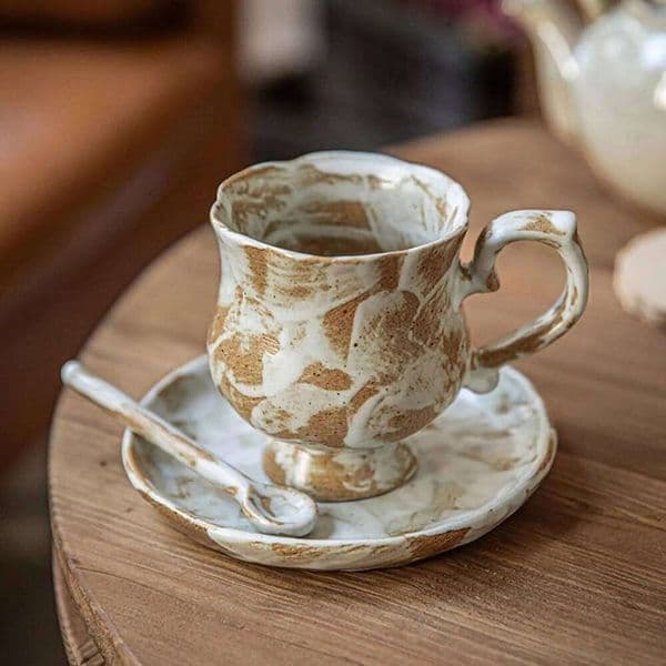 Tea and Saucer Set Novelty Stylish Coffee Cup for Office Wedding Kitchen 26W0211