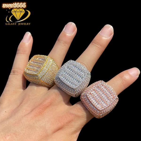 Custom Hip Hop Fine Jewelry Mens Iced Out Ring 925 Sterling Silver Real Vvs Moissanite Diamond Champion Ring for Men
