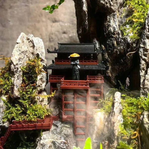 Bestseller 3D Printing Chinese Style Ancient Architecture Two-story Stilted Building Decoration Plastics Micro Fish Tank Landscape ZD479 ddmytues
