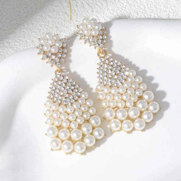 ious pearl earrings full of diamonds zircons geometric large water drops versatile retro bridal dress earrings 260120