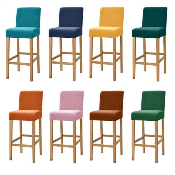Velvet Fabric Bar Chair Covers Stretch Soft Dining Chair Covers Washable Short Back Covers Chairs For Kitchen Home el Banquet 260121