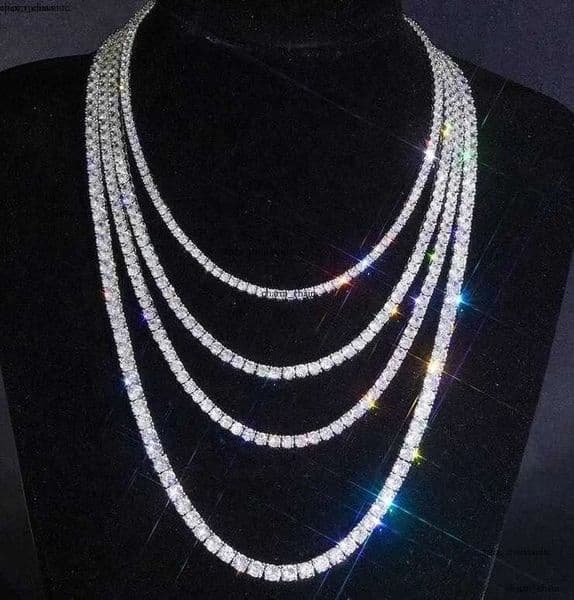 Bling Luxury Vvs Moissanite 925 Silver Chain Charm Jewelry Sexy Iced Out Tennis Diamond Necklace Men