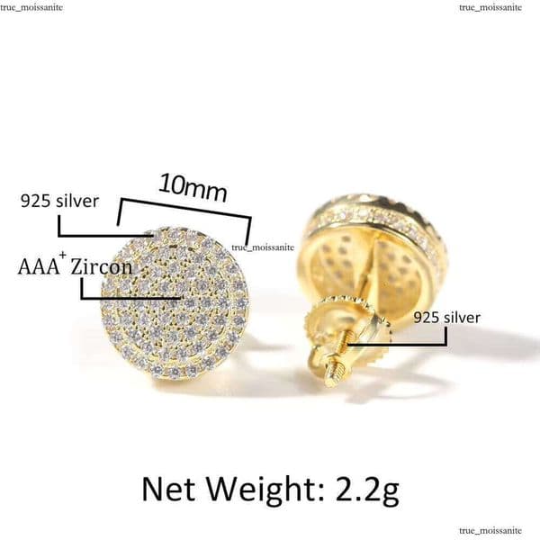 Brilliant Flower Iced 1.0mm GRA VVS Moissanite Rhodium Plated Earrings 925 Silver Fine Jewelry Women's Wedding Certificate
