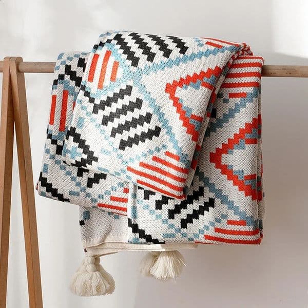 Nordic Style Knitted Blankets Bohemian Plaid Throw Blanket Sofa Cover With Tassels Travel Leisure Bed Cover Blanket Bedspread 260130